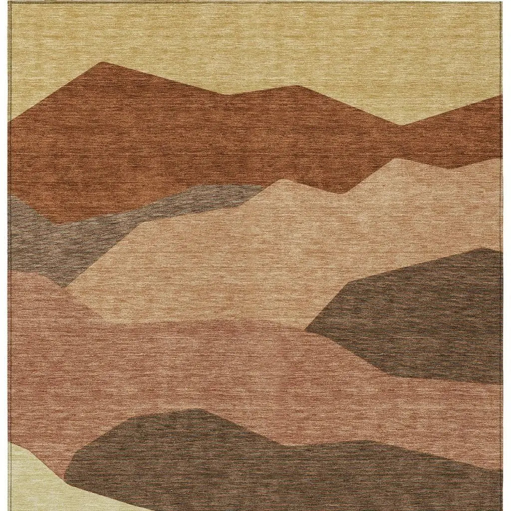 8' X 10' Orange And Copper Geometric Washable Indoor Outdoor Area Rug Homeroots Outdoor