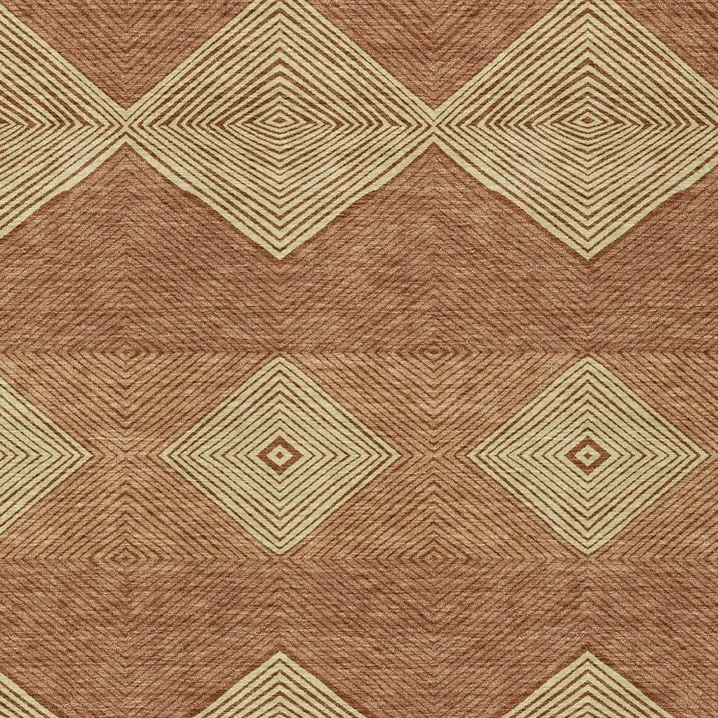 8' X 10' Orange And Copper Geometric Washable Indoor Outdoor Area Rug Homeroots Outdoor