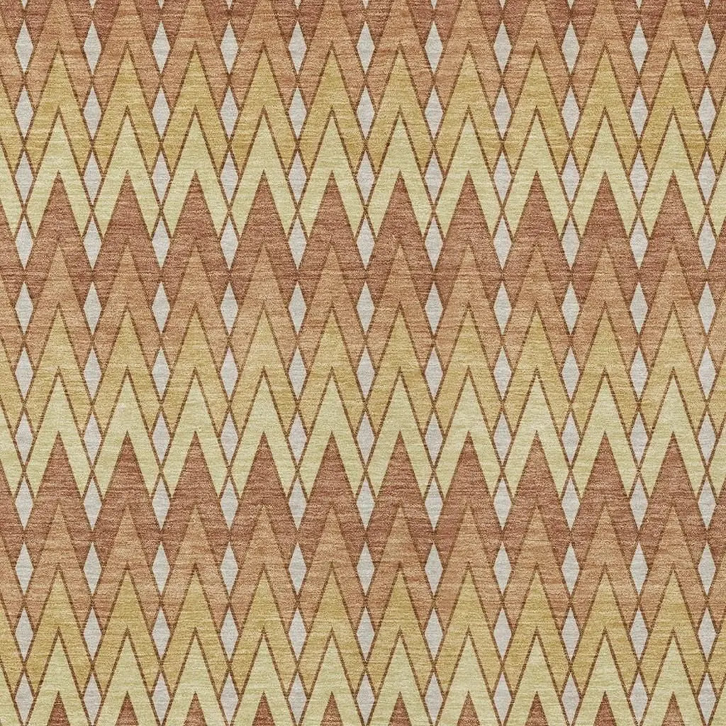 8' X 10' Orange And Copper Geometric Washable Indoor Outdoor Area Rug Homeroots Outdoor