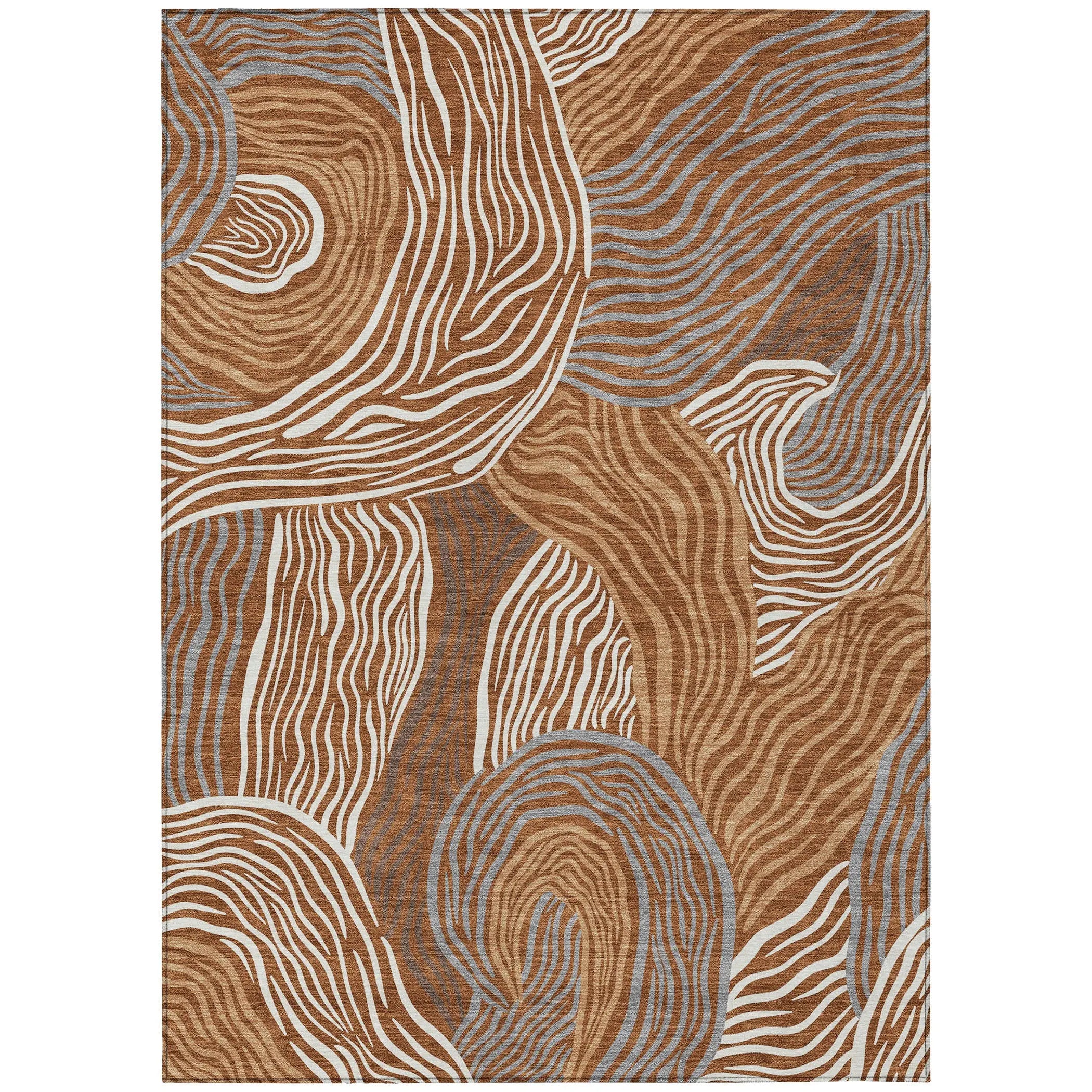 8' X 10' Orange And Copper Ikat Washable Indoor Outdoor Area Rug Homeroots Outdoor