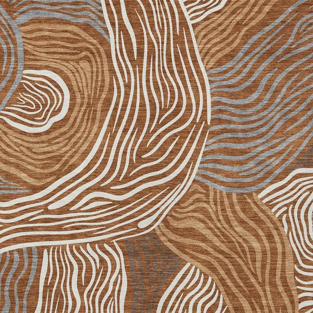 8' X 10' Orange And Copper Ikat Washable Indoor Outdoor Area Rug Homeroots Outdoor