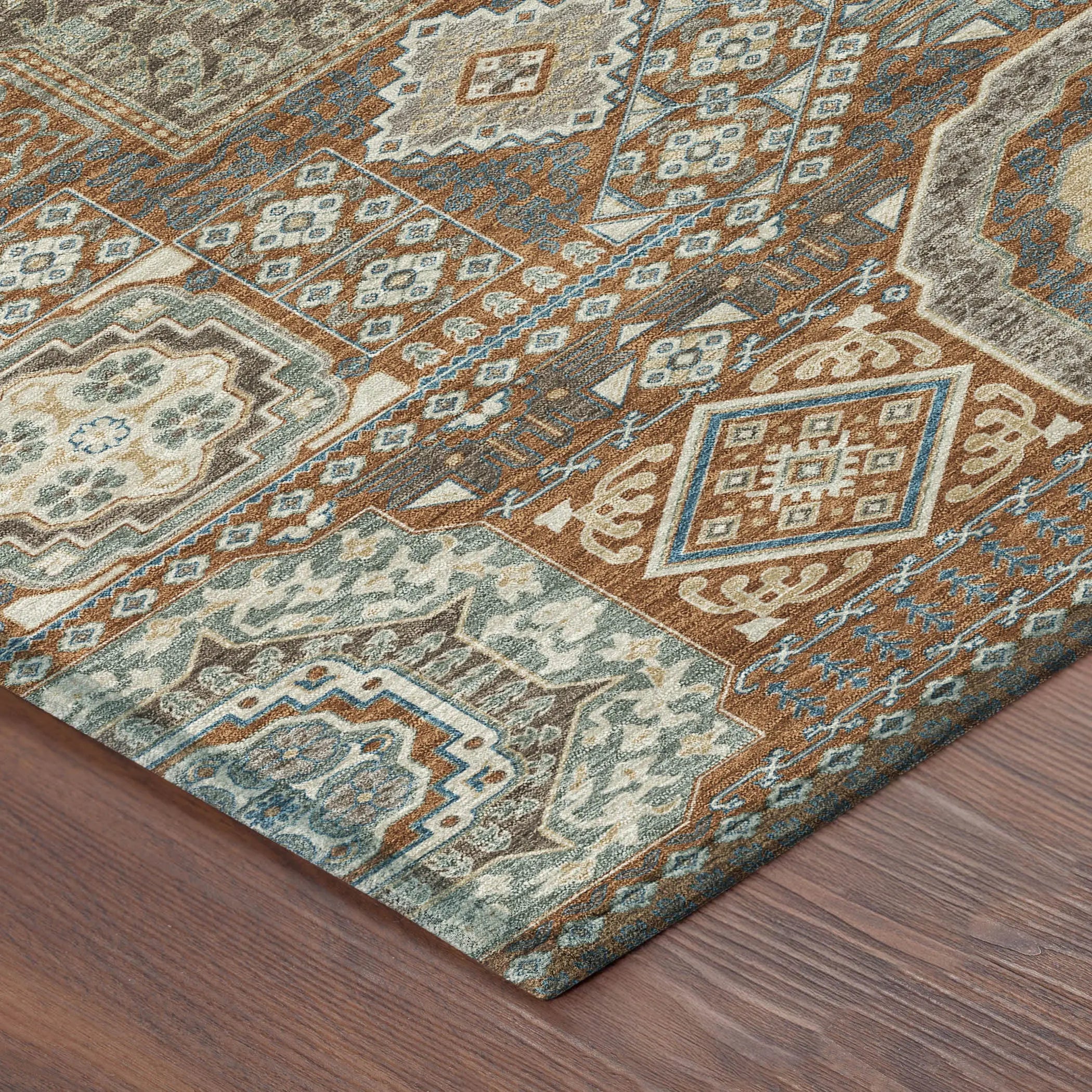 8' X 10' Orange And Copper Oriental Washable Indoor Outdoor Area Rug Homeroots Outdoor
