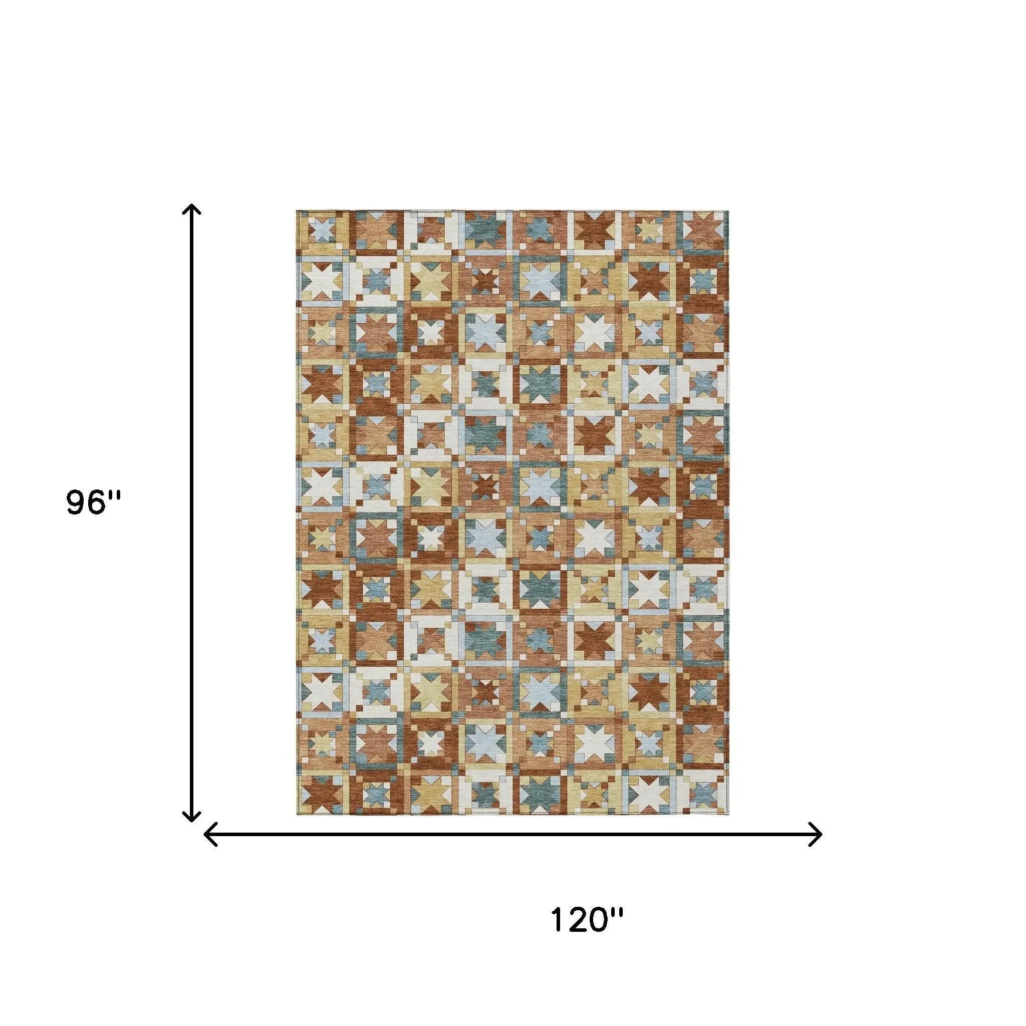 8' X 10' Orange And Copper Patchwork Washable Indoor Outdoor Area Rug Homeroots Outdoor