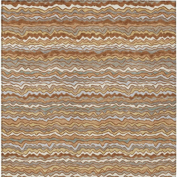8' X 10' Orange And Copper Striped Washable Indoor Outdoor Area Rug Homeroots Outdoor