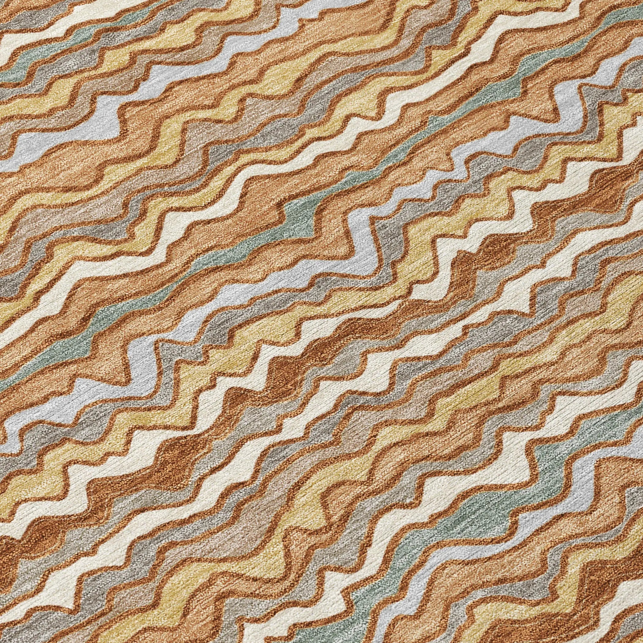 8' X 10' Orange And Copper Striped Washable Indoor Outdoor Area Rug Homeroots Outdoor