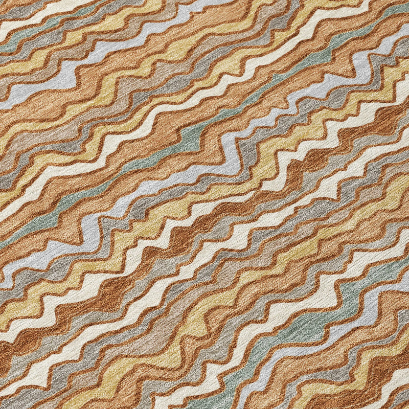 8' X 10' Orange And Copper Striped Washable Indoor Outdoor Area Rug Homeroots Outdoor