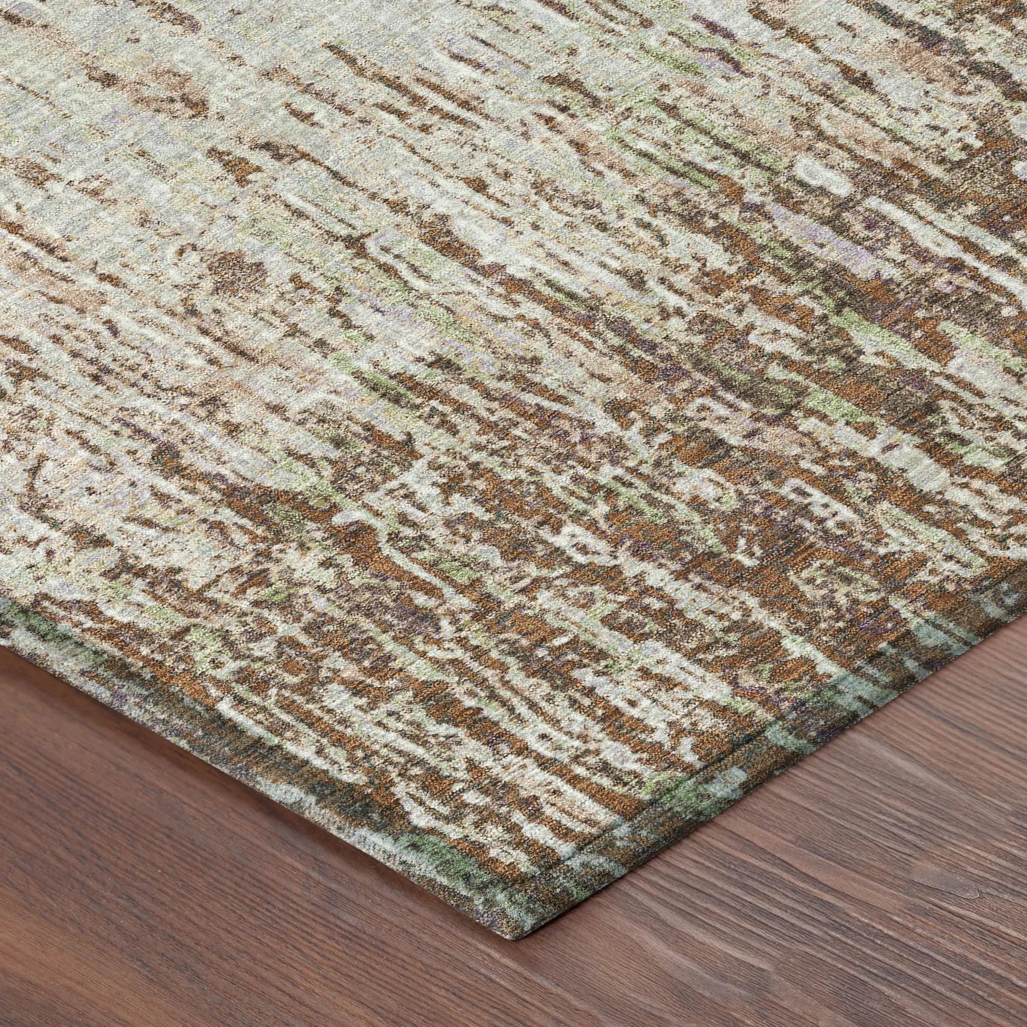8' X 10' Orange And Copper Striped Washable Indoor Outdoor Area Rug Homeroots Outdoor