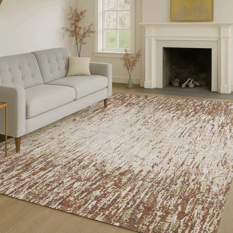 8' X 10' Orange And Copper Striped Washable Indoor Outdoor Area Rug Homeroots Outdoor
