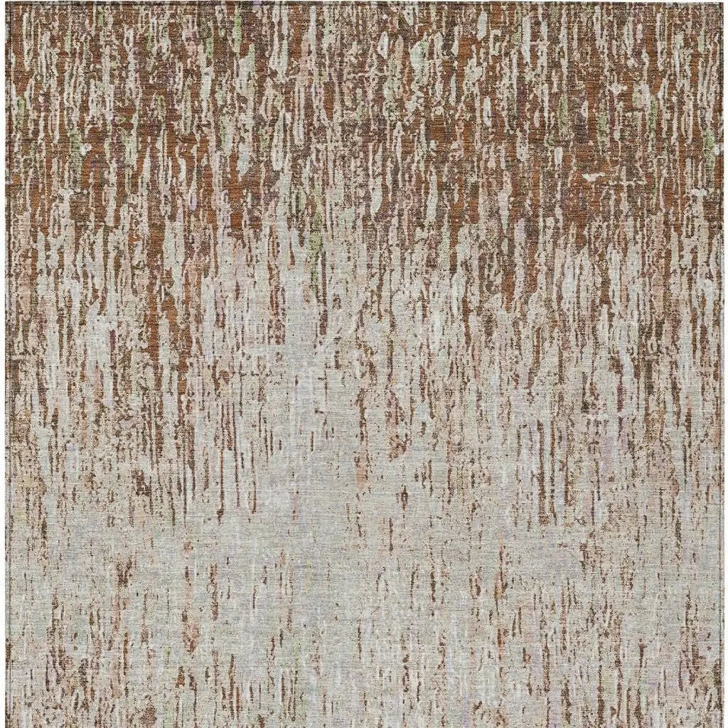 8' X 10' Orange And Copper Striped Washable Indoor Outdoor Area Rug Homeroots Outdoor