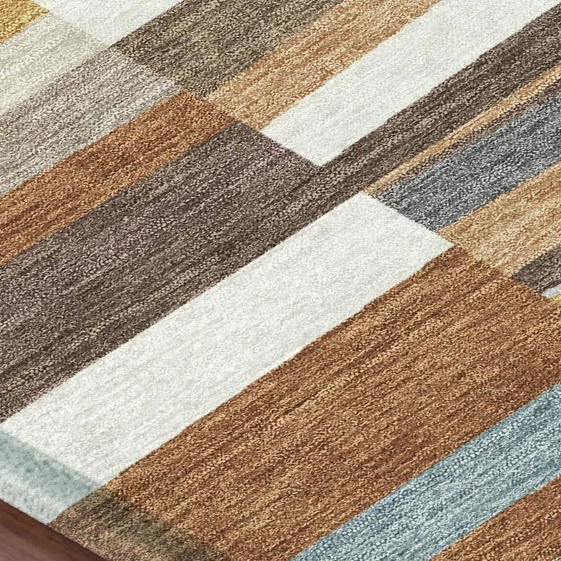 8' X 10' Orange And Copper Striped Washable Indoor Outdoor Area Rug Homeroots Outdoor