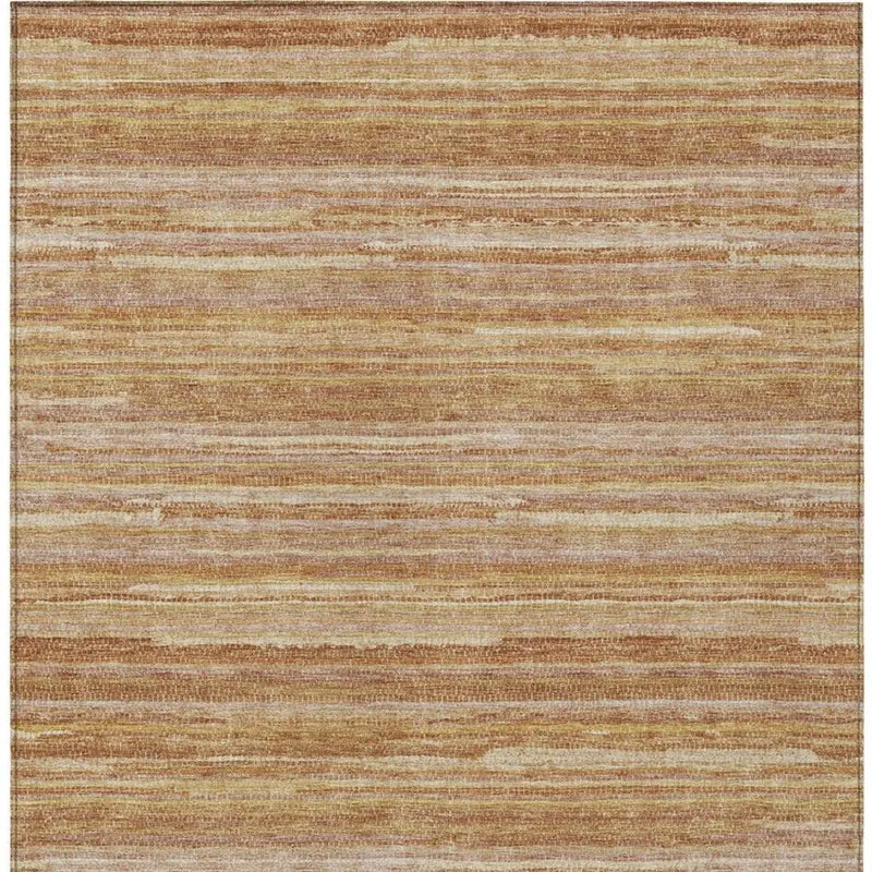 8' X 10' Orange And Copper Striped Washable Indoor Outdoor Area Rug Homeroots Outdoor