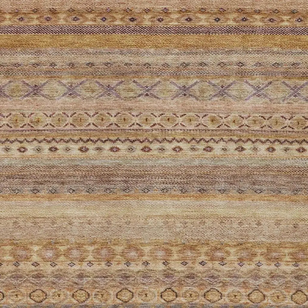 8' X 10' Orange And Copper Striped Washable Indoor Outdoor Area Rug Homeroots Outdoor