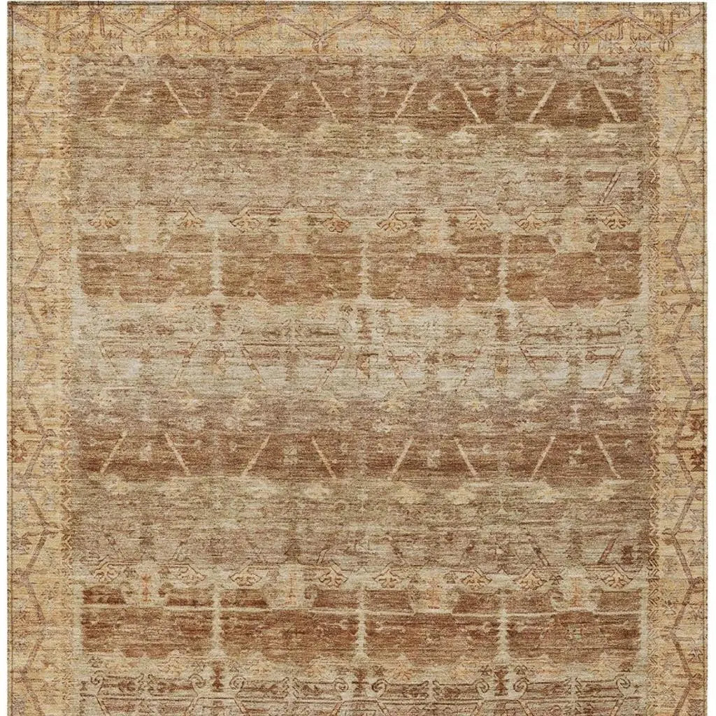 8' X 10' Orange And Copper Tribal Washable Indoor Outdoor Area Rug Homeroots Outdoor