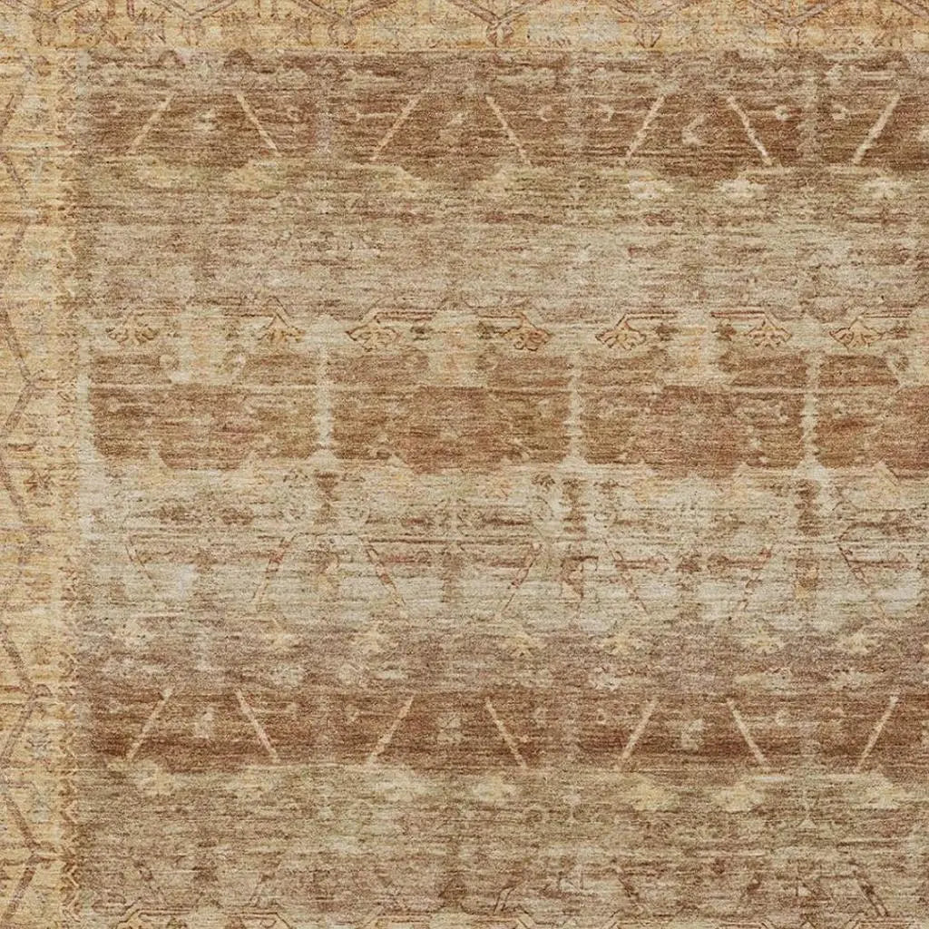 8' X 10' Orange And Copper Tribal Washable Indoor Outdoor Area Rug Homeroots Outdoor