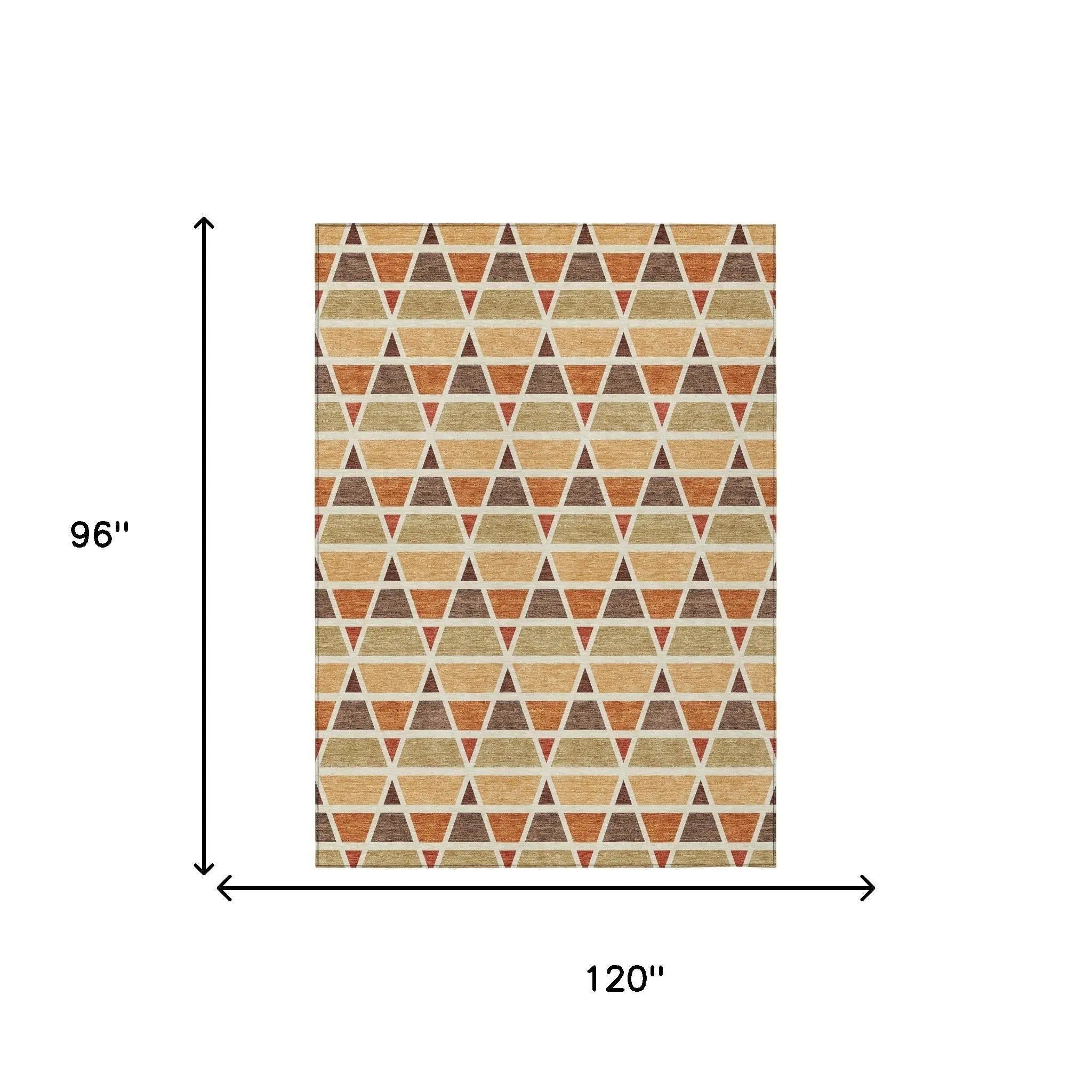 8' X 10' Orange And Cream Geometric Washable Indoor Outdoor Area Rug Homeroots Outdoor