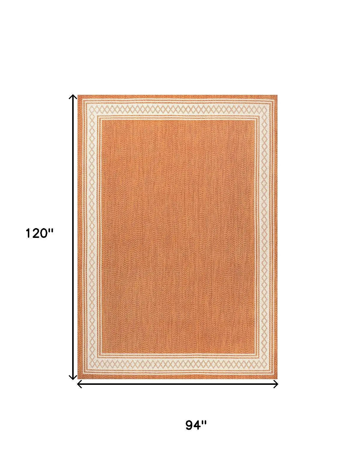 8' X 10' Orange And Cream Indoor Outdoor Area Rug Homeroots Outdoor
