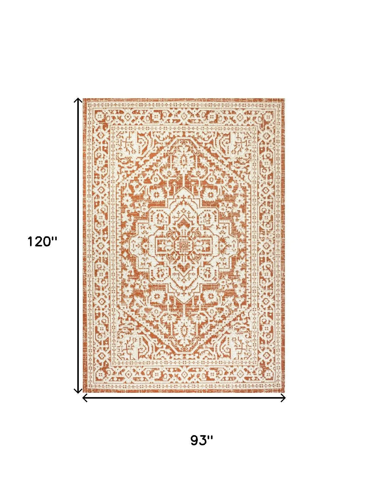 8' X 10' Orange And Cream Medallion Indoor Outdoor Area Rug Homeroots Outdoor