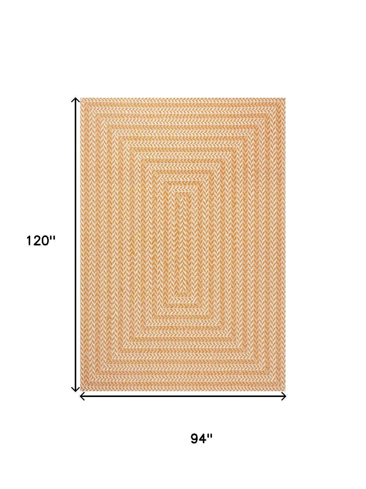 8' X 10' Orange And Cream Striped Indoor Outdoor Area Rug Homeroots Outdoor