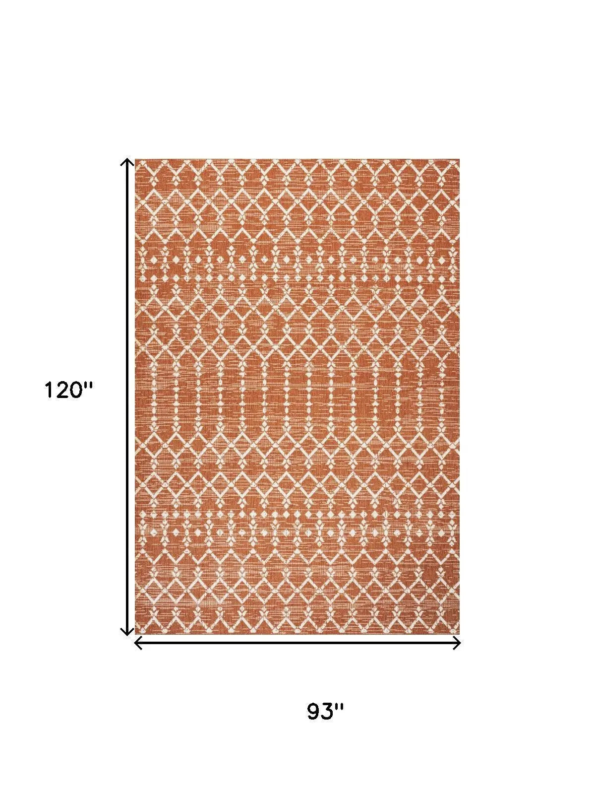 8' X 10' Orange And Cream Trellis Indoor Outdoor Area Rug Homeroots Outdoor