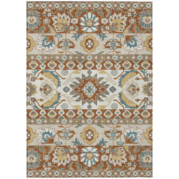 8' X 10' Orange And Gold Cactus Washable Indoor Outdoor Area Rug Homeroots Outdoor