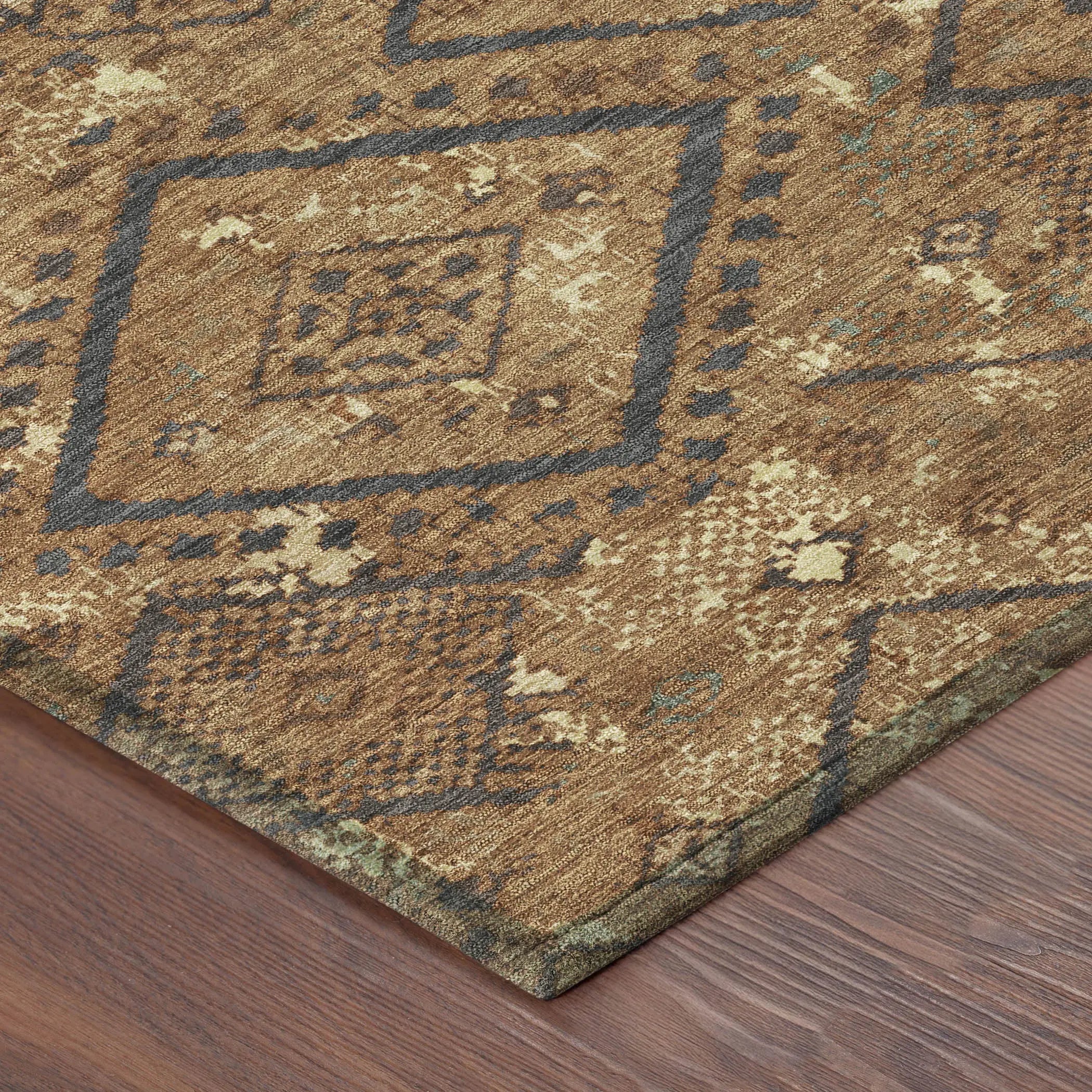 8' X 10' Orange And Gold Geometric Washable Indoor Outdoor Area Rug Homeroots Outdoor