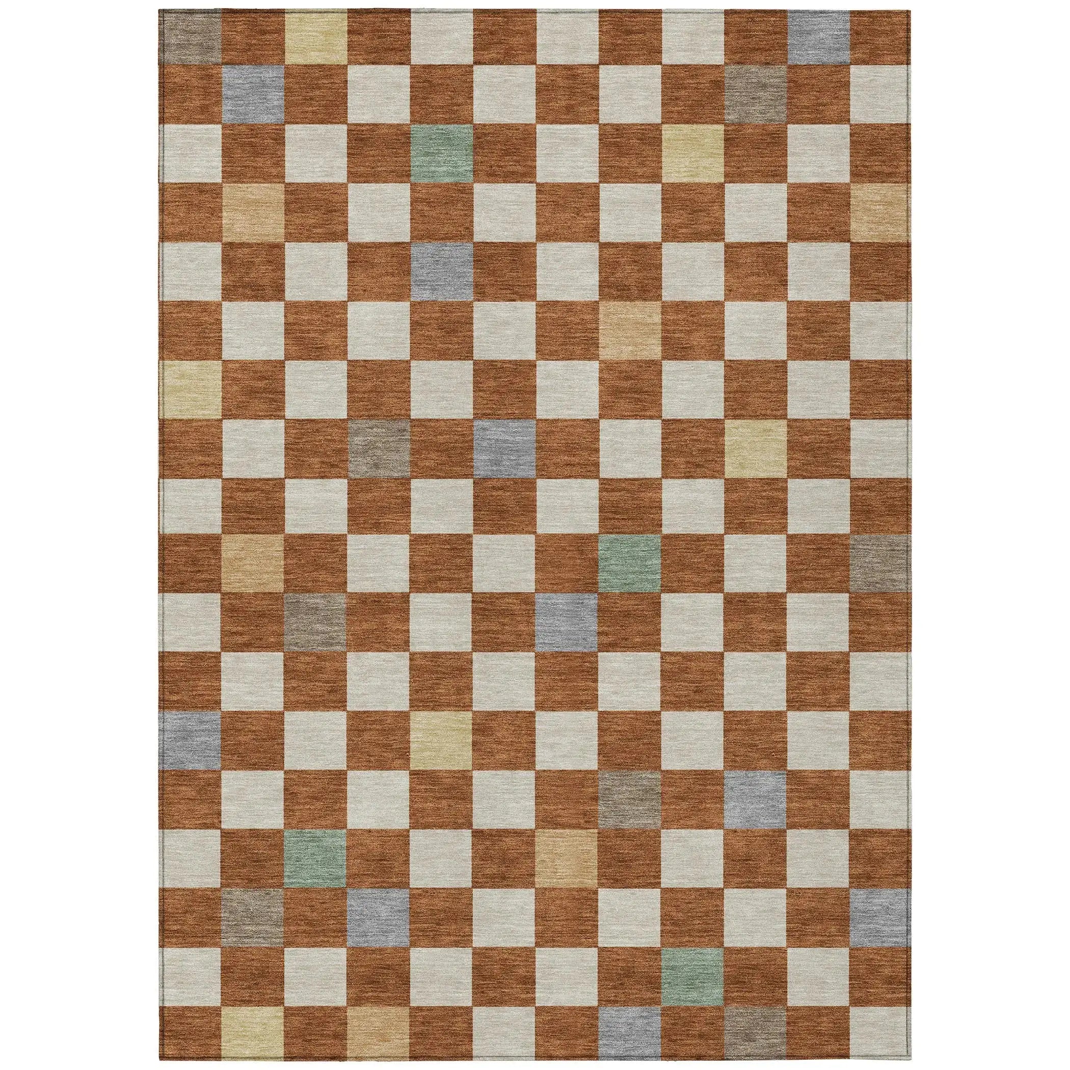 8' X 10' Orange And Gold Geometric Washable Indoor Outdoor Area Rug Homeroots Outdoor
