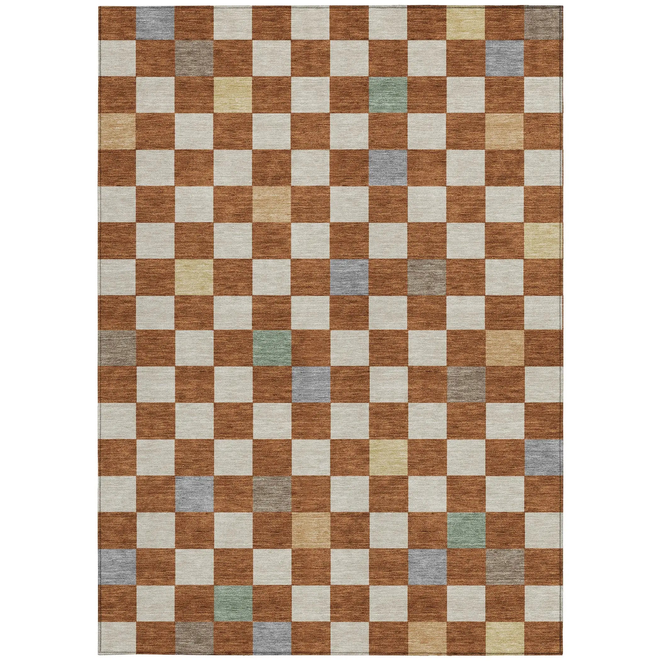 8' X 10' Orange And Gold Geometric Washable Indoor Outdoor Area Rug Homeroots Outdoor