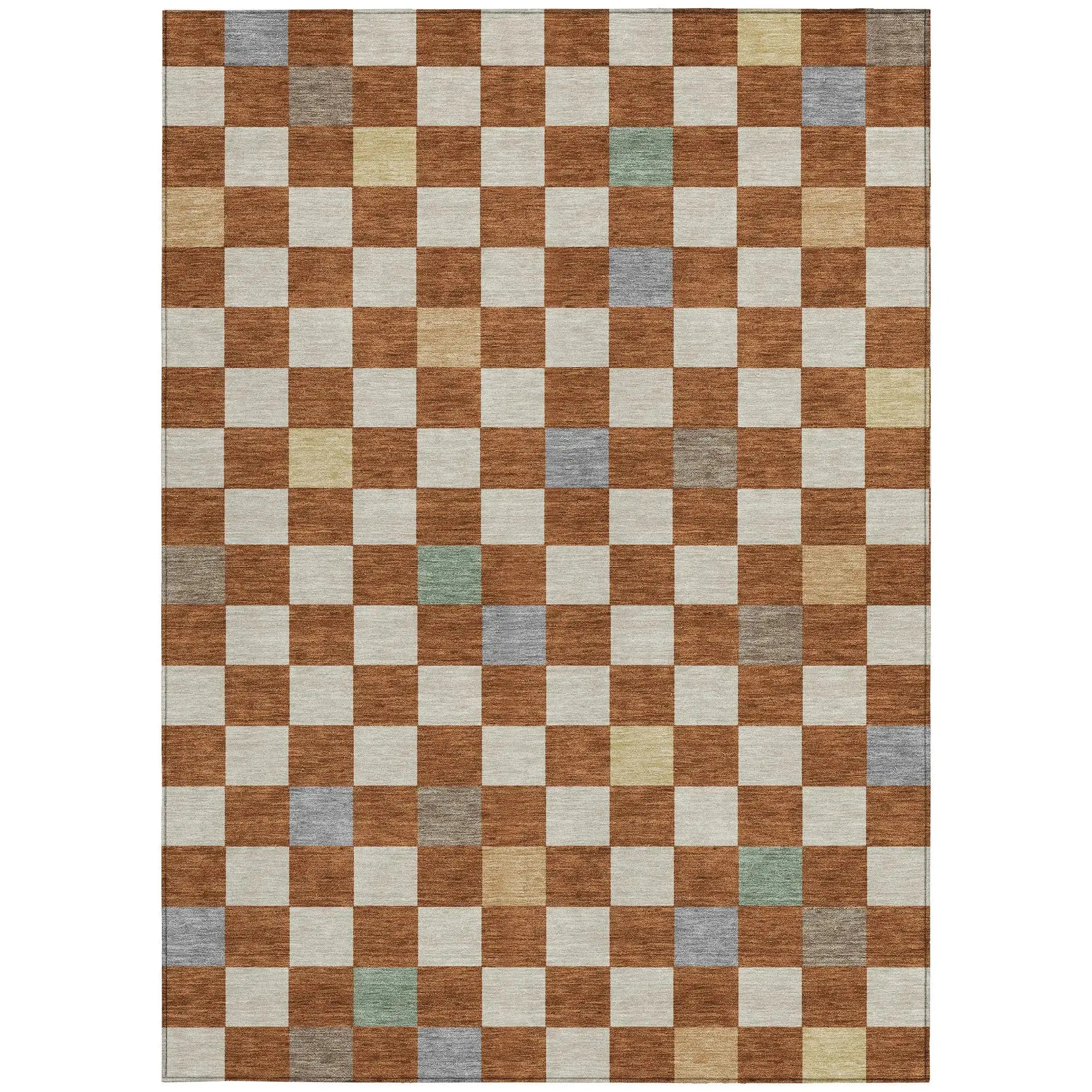 8' X 10' Orange And Gold Geometric Washable Indoor Outdoor Area Rug Homeroots Outdoor