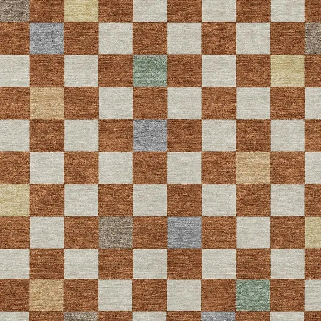 8' X 10' Orange And Gold Geometric Washable Indoor Outdoor Area Rug Homeroots Outdoor