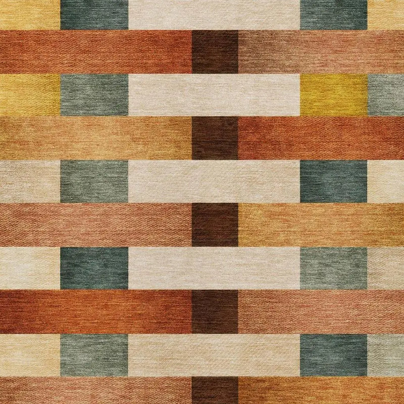 8' X 10' Orange And Gold Striped Washable Indoor Outdoor Area Rug Homeroots Outdoor