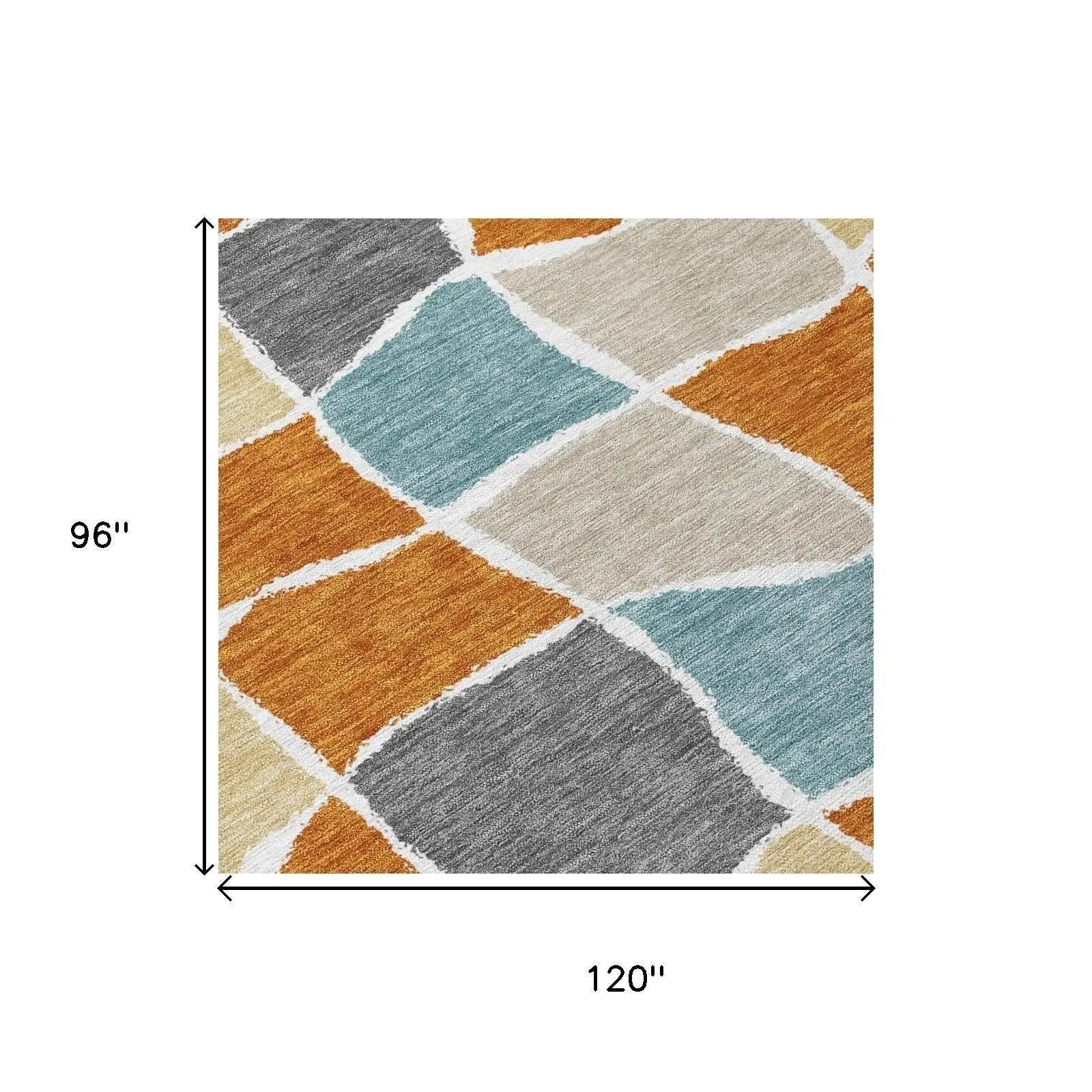 8' X 10' Orange And Graphite Geometric Washable Indoor Outdoor Area Rug Homeroots Outdoor
