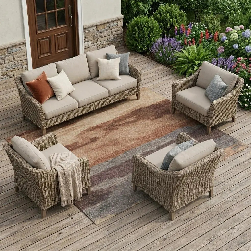 8' X 10' Orange And Gray Abstract Washable Indoor Outdoor Area Rug Homeroots Outdoor