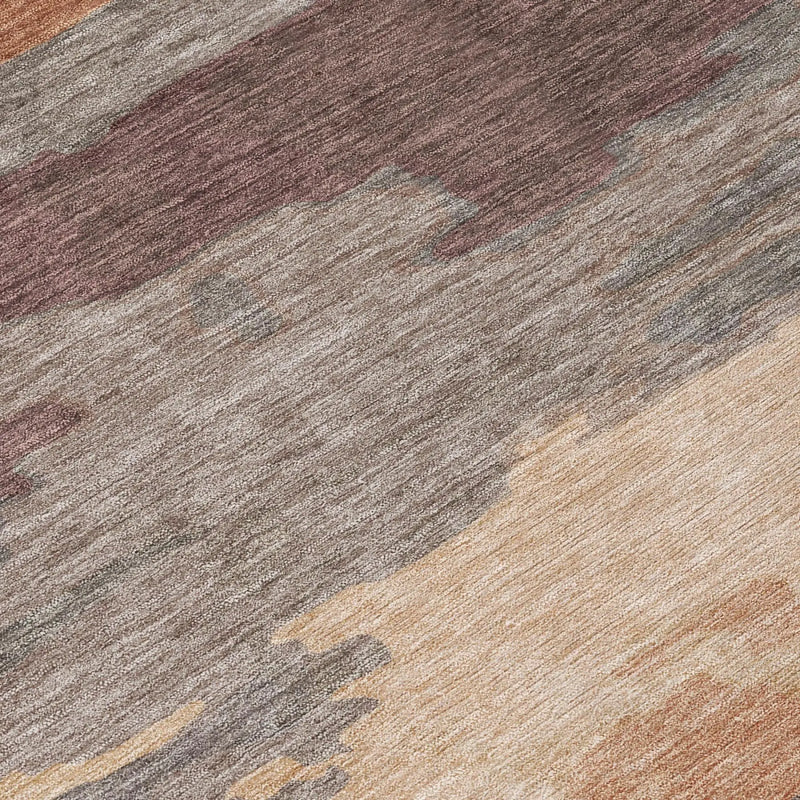 8' X 10' Orange And Gray Abstract Washable Indoor Outdoor Area Rug Homeroots Outdoor