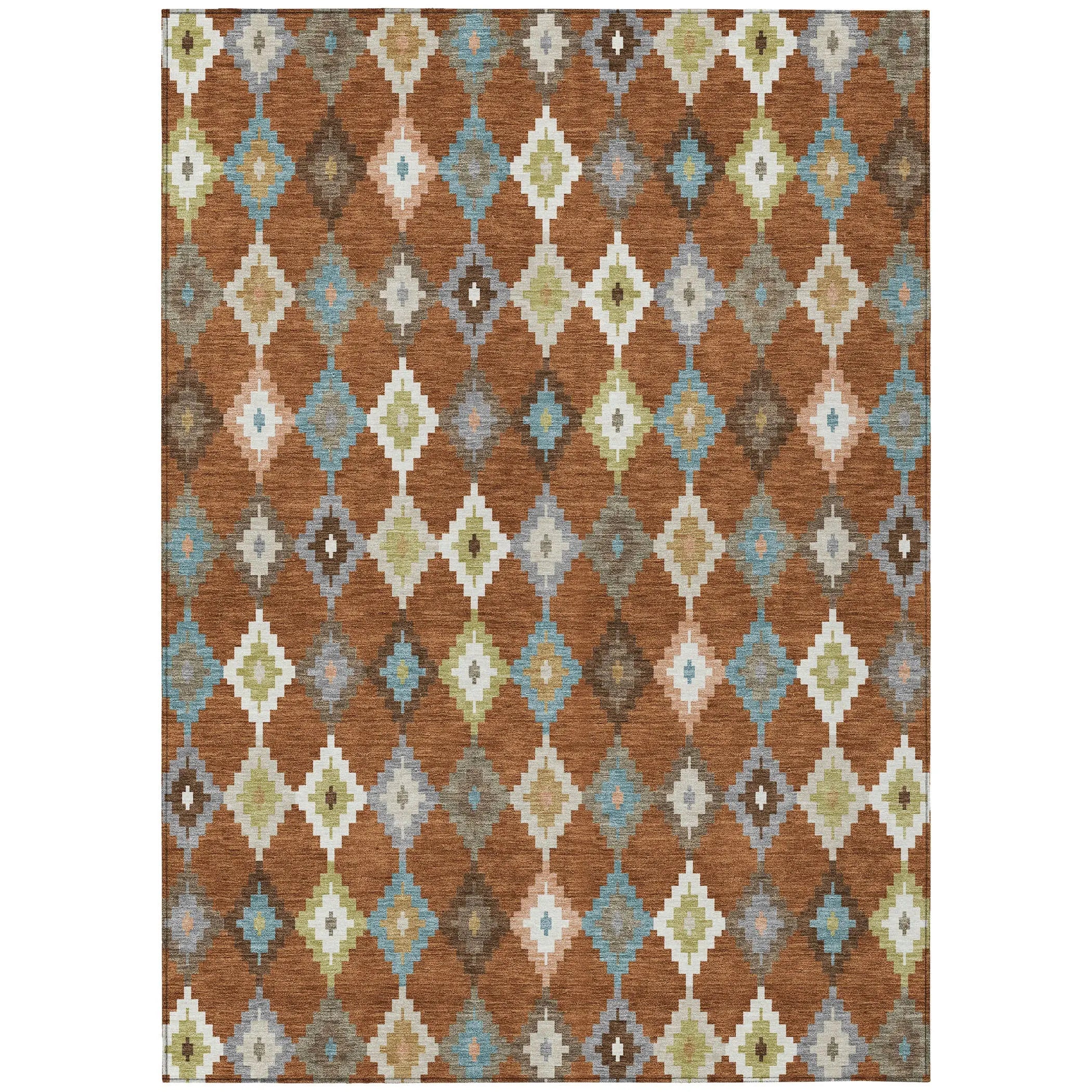 8' X 10' Orange And Gray Aztec Washable Indoor Outdoor Area Rug Homeroots Outdoor