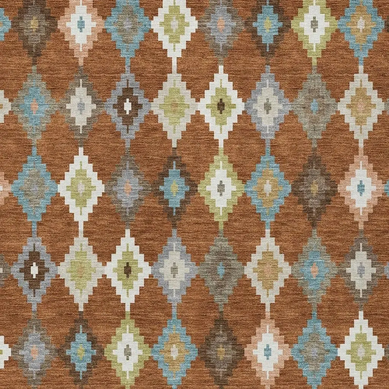 8' X 10' Orange And Gray Aztec Washable Indoor Outdoor Area Rug Homeroots Outdoor
