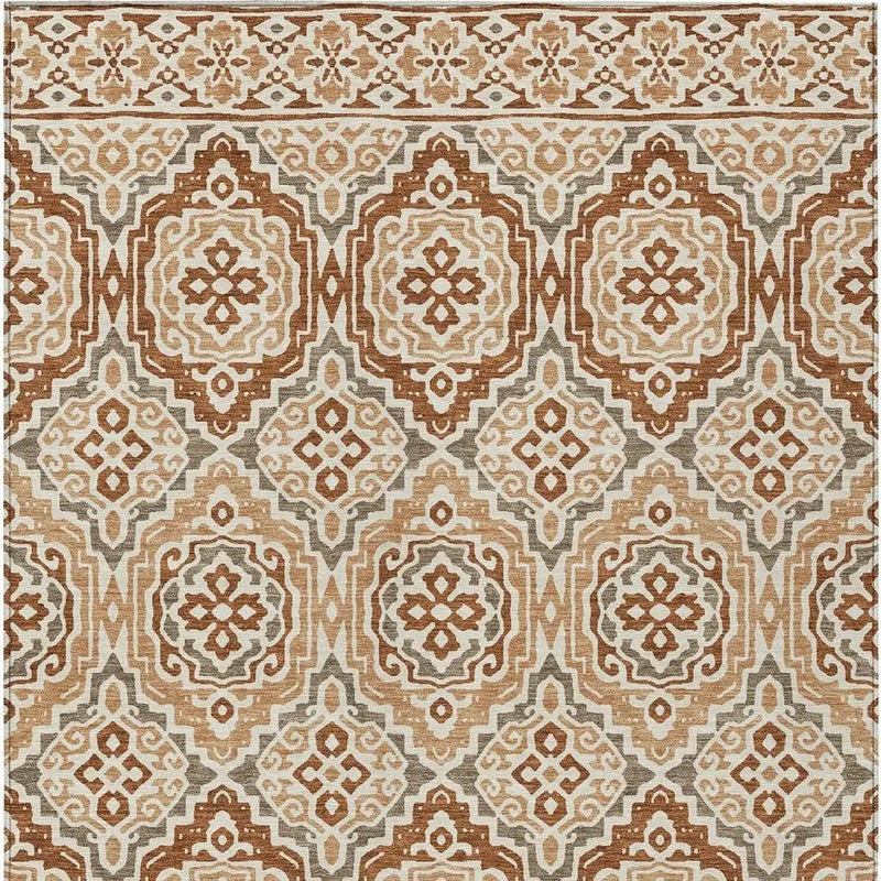 8' X 10' Orange And Gray Tribal Washable Indoor Outdoor Area Rug Homeroots Outdoor