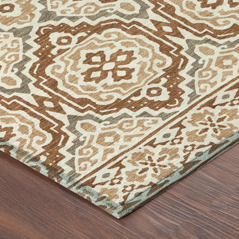 8' X 10' Orange And Gray Tribal Washable Indoor Outdoor Area Rug Homeroots Outdoor