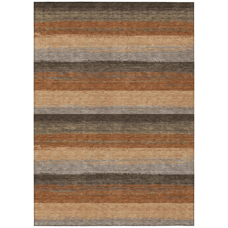 8' X 10' Orange And Green Striped Washable Indoor Outdoor Area Rug Homeroots Outdoor
