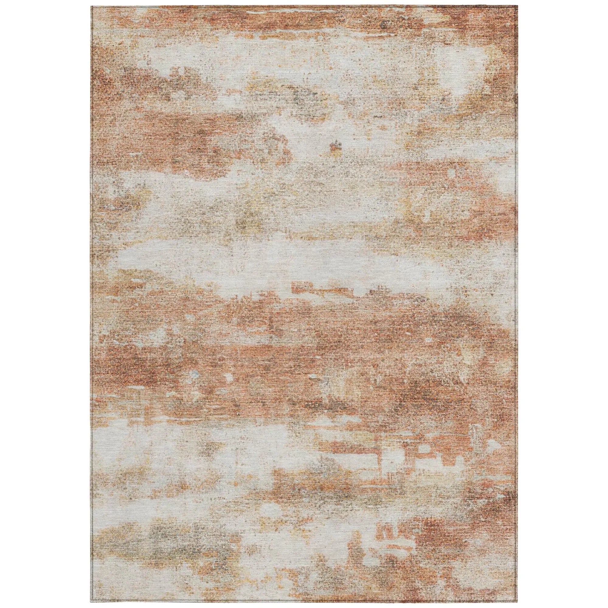 8' X 10' Orange And Ivory Abstract Washable Indoor Outdoor Area Rug Homeroots Outdoor