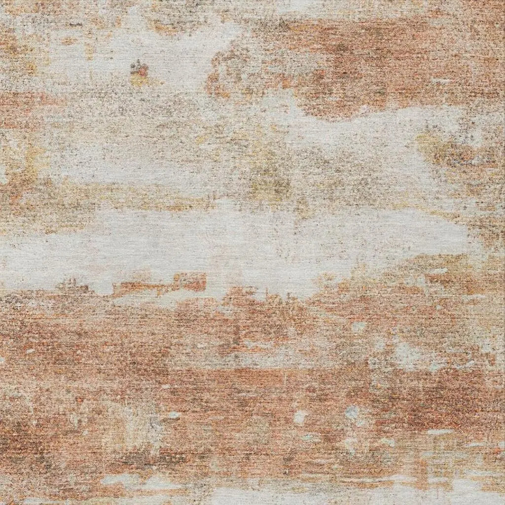 8' X 10' Orange And Ivory Abstract Washable Indoor Outdoor Area Rug Homeroots Outdoor