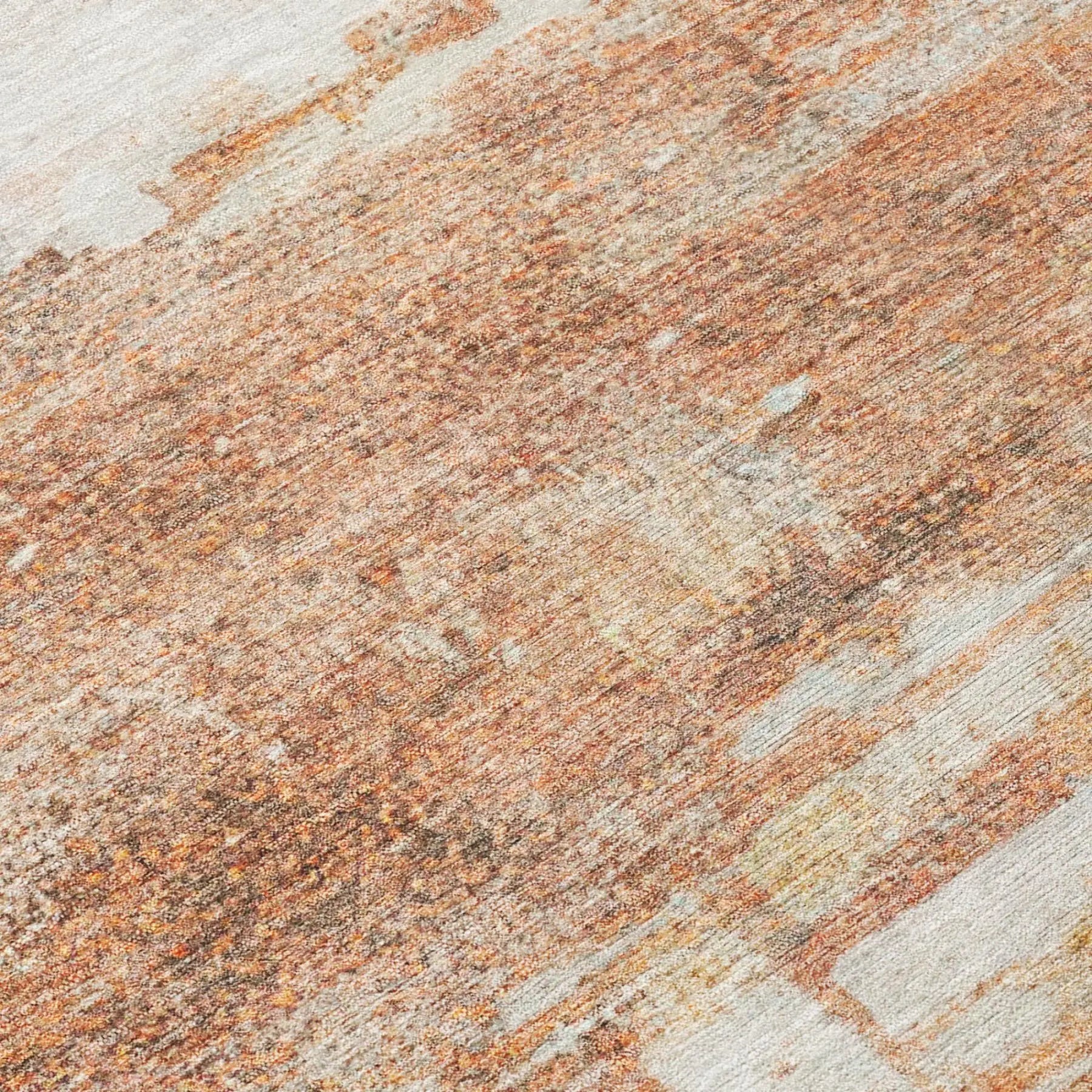 8' X 10' Orange And Ivory Abstract Washable Indoor Outdoor Area Rug Homeroots Outdoor