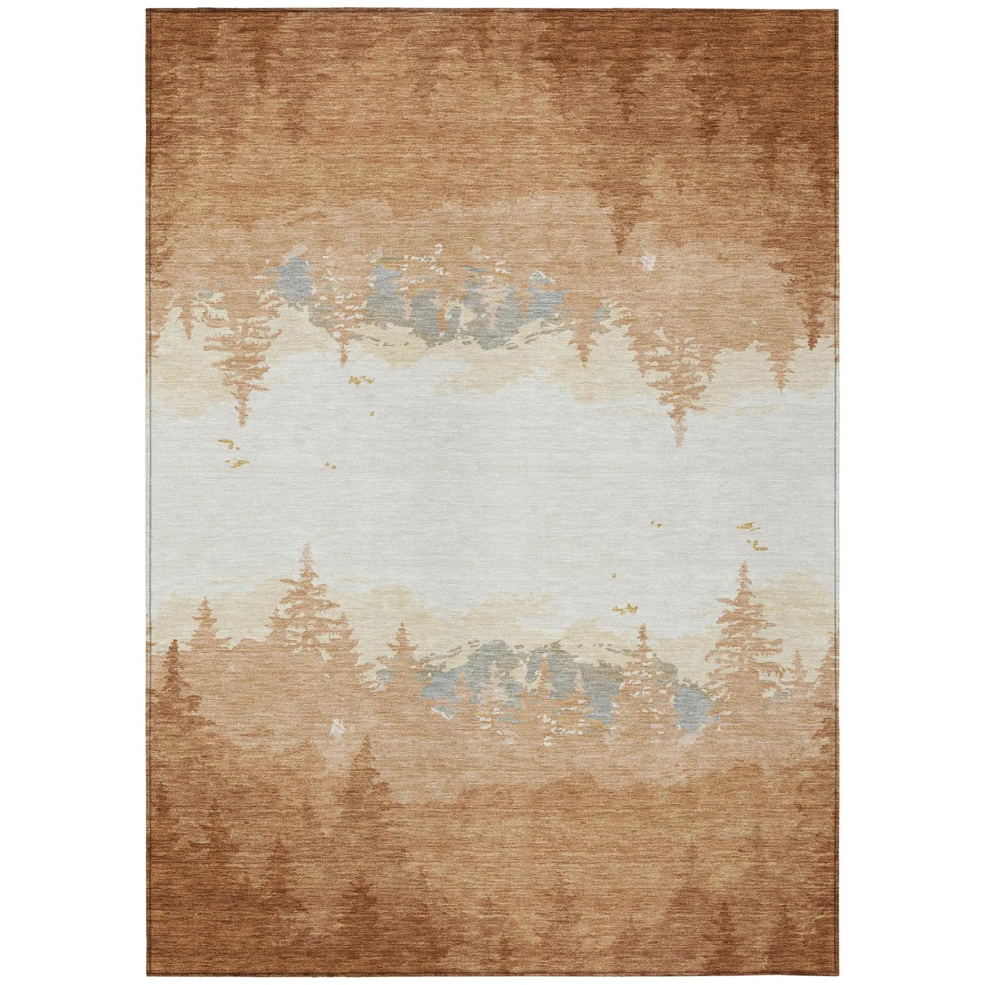 8' X 10' Orange And Ivory Floral Washable Indoor Outdoor Area Rug Homeroots Outdoor