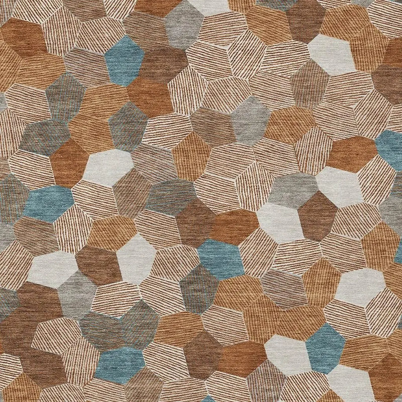8' X 10' Orange And Ivory Geometric Washable Indoor Outdoor Area Rug Homeroots Outdoor