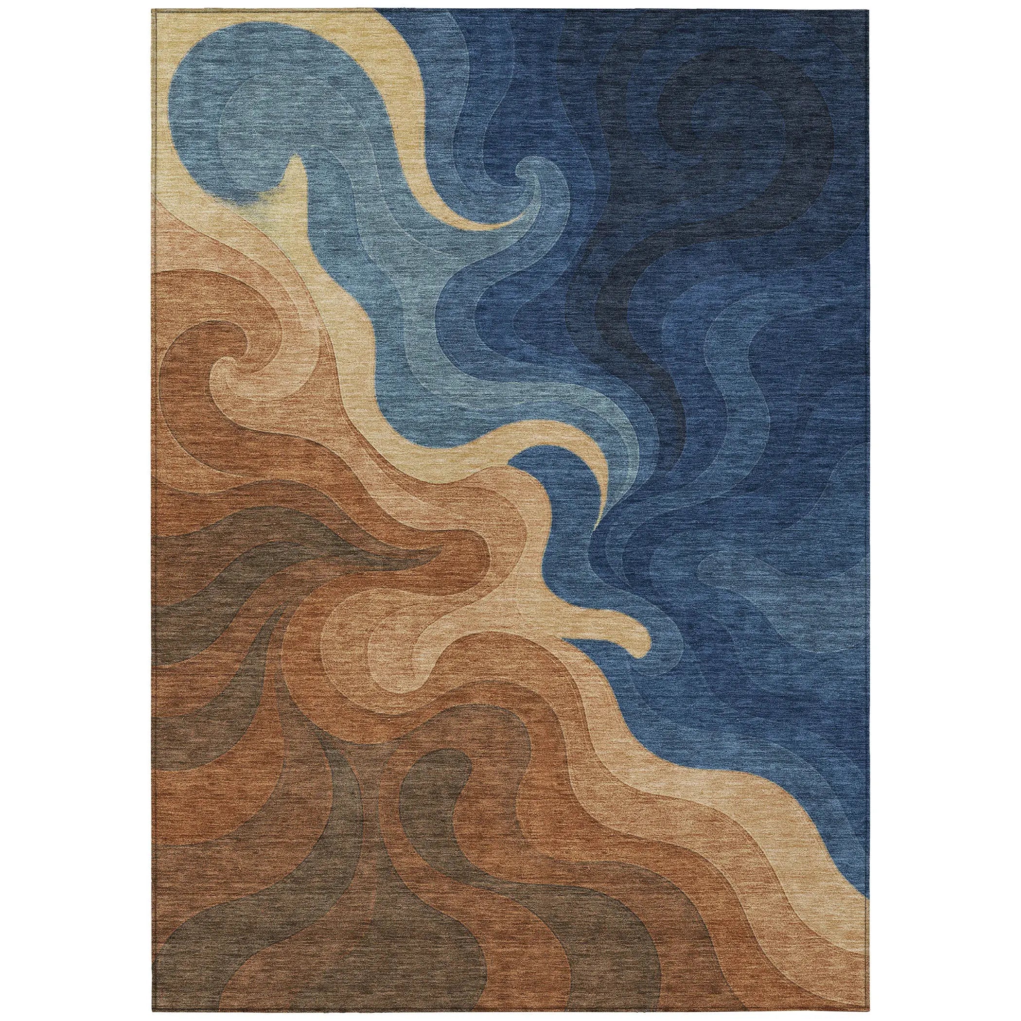 8' X 10' Orange And Navy Blue Abstract Washable Indoor Outdoor Area Rug Homeroots Outdoor