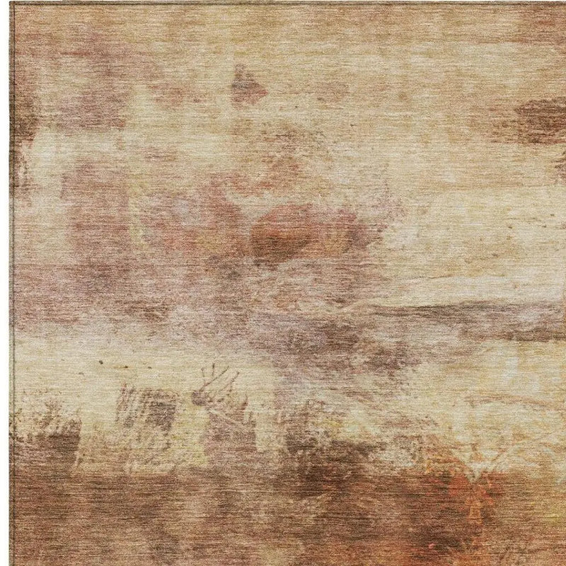 8' X 10' Orange And Peach Abstract Washable Indoor Outdoor Area Rug Homeroots Outdoor