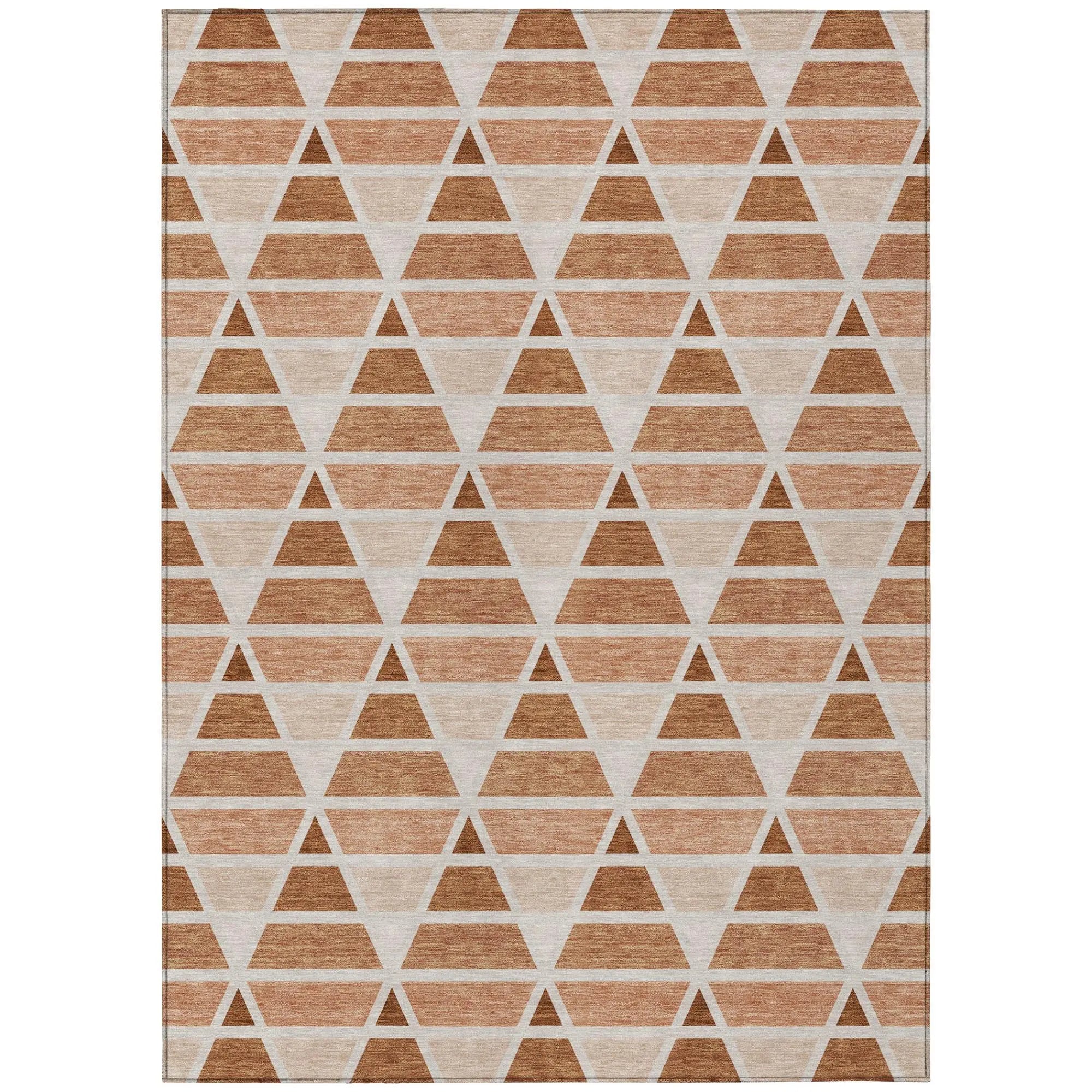 8' X 10' Orange And Rust Geometric Washable Indoor Outdoor Area Rug Homeroots Outdoor