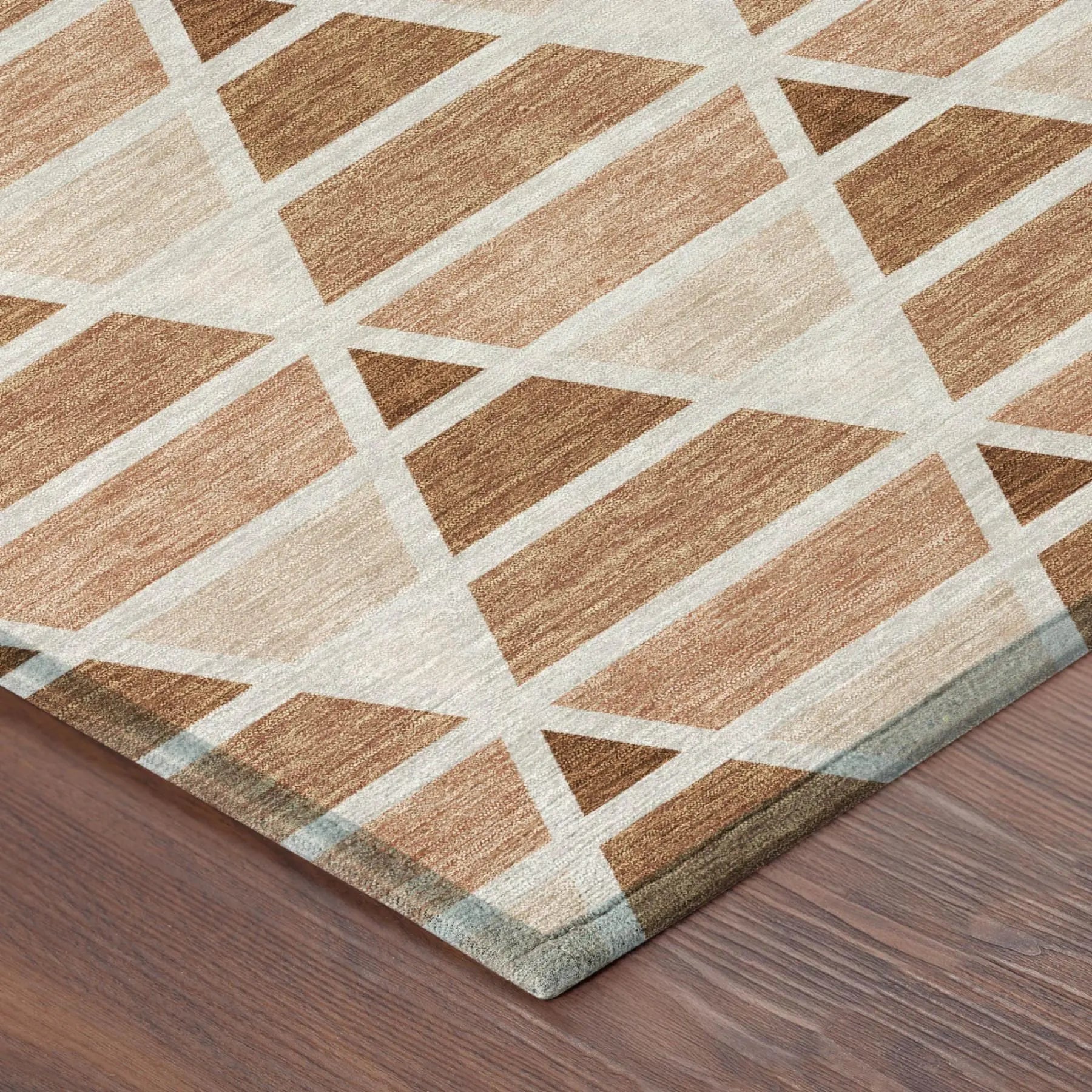 8' X 10' Orange And Rust Geometric Washable Indoor Outdoor Area Rug Homeroots Outdoor