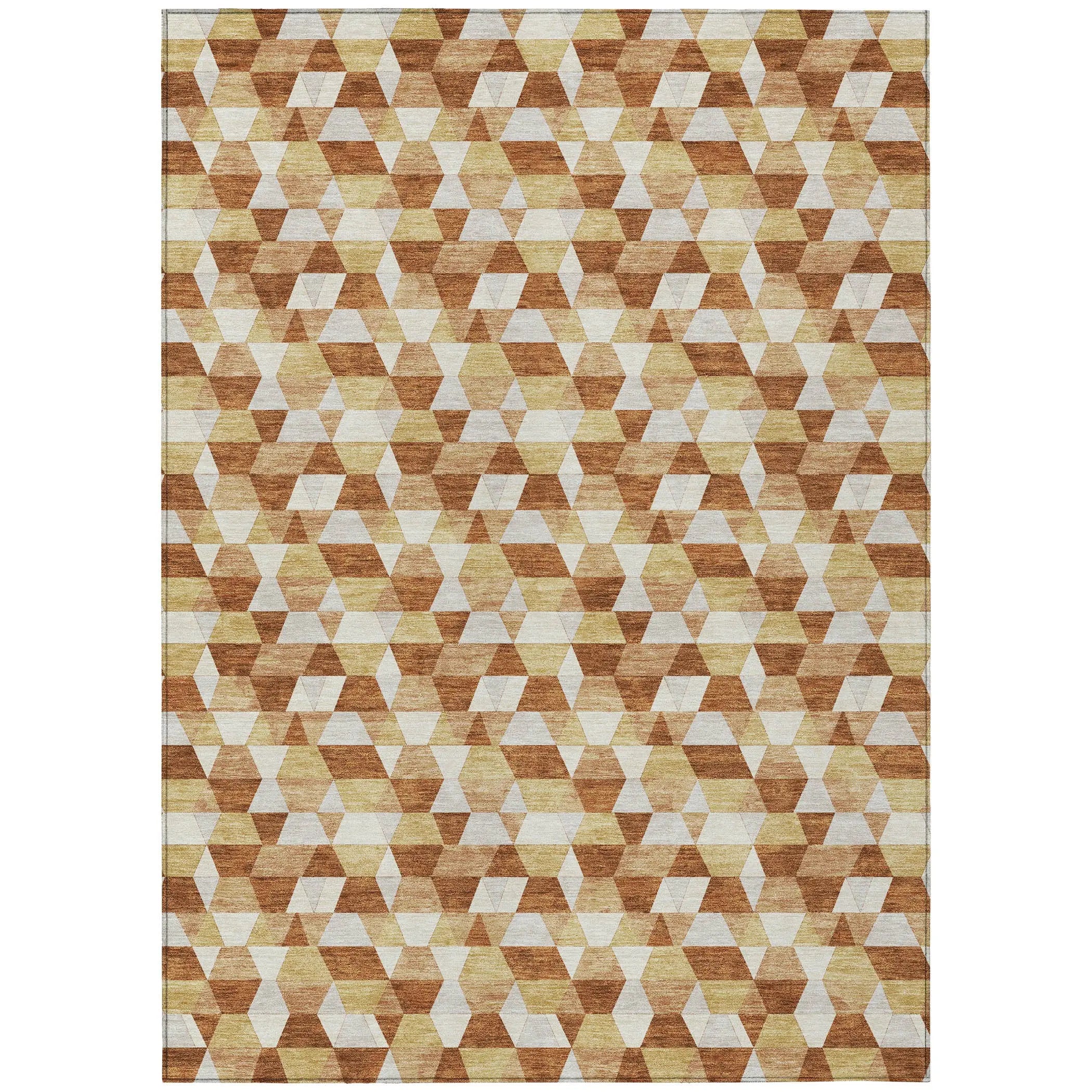8' X 10' Orange And Silver Geometric Washable Indoor Outdoor Area Rug Homeroots Outdoor