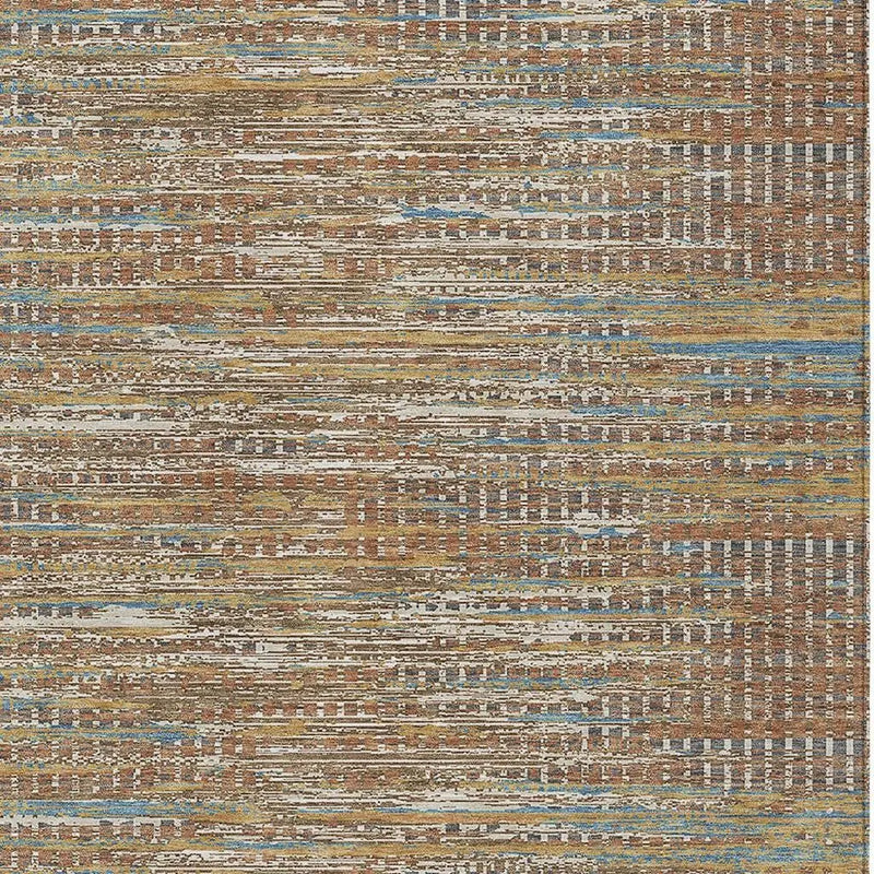 8' X 10' Orange And Taupe Abstract Washable Indoor Outdoor Area Rug Homeroots Outdoor