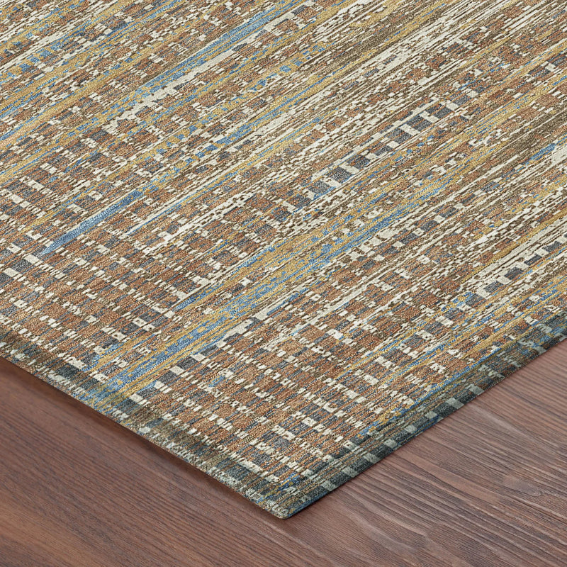 8' X 10' Orange And Taupe Abstract Washable Indoor Outdoor Area Rug Homeroots Outdoor